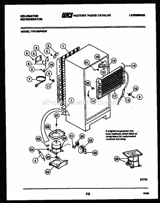 Kelvinator TPK180PN2D Top Freezer Refrigerator - Top Mount - Lk30589420 System and Air Handling Parts Diagram