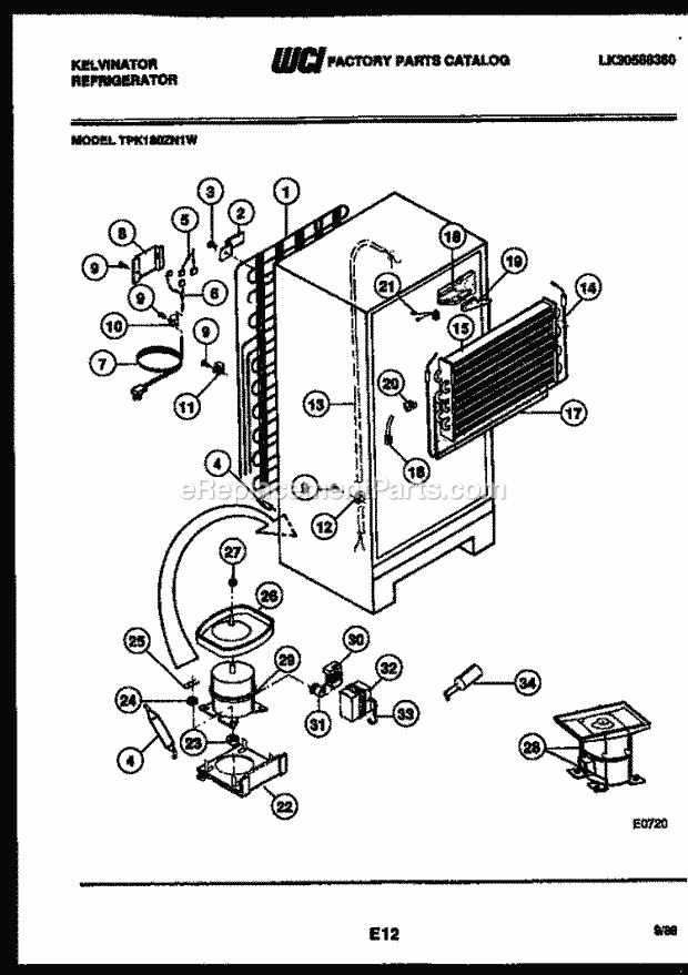 Kelvinator TPK180ZN1D Top Freezer Refrigerator - Top Mount - Lk30588360 System and Automatic Defrost Parts Diagram