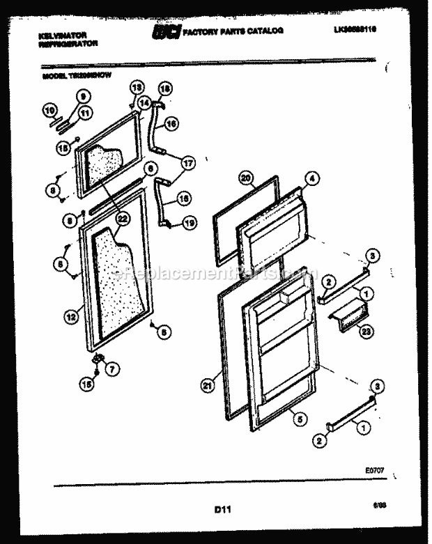 Kelvinator TSI206EN0F Top Freezer Refrigerator-Top Mount - Lk30588110 Door Parts Diagram