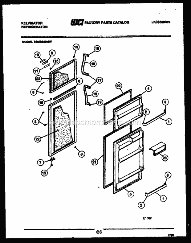 Kelvinator TSI206EN2D Top Freezer Refrigerator - Top Mount - Lk30589470 Door Parts Diagram