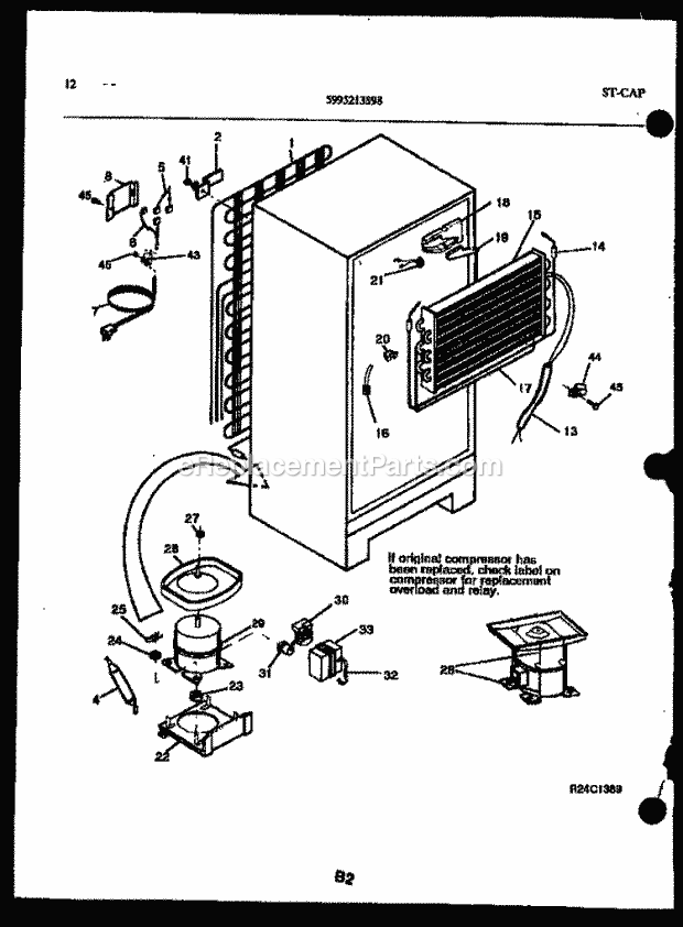 Kelvinator TSI210HN0W Top Freezer Top Mount Refrigerator - 5995213898 System and Automatic Defrost Parts Diagram