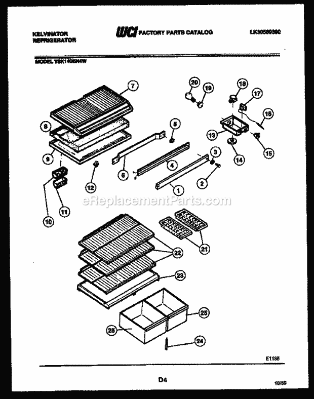 Kelvinator TSK140EN4D Top Freezer Refrigerator - Top Mount - Lk30589390 Shelves and Supports Diagram