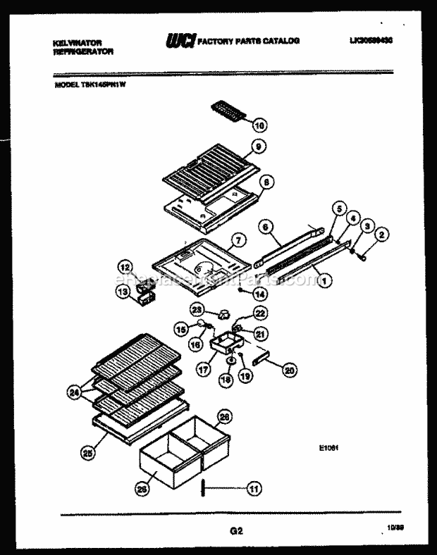 Kelvinator TSK145PN1T Top Freezer Refrigerator - Top Mount - Lk30589430 Shelves and Supports Diagram