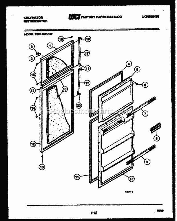 Kelvinator TSK145PN1W Top Freezer Refrigerator - Top Mount - Lk30589430 Door Parts Diagram