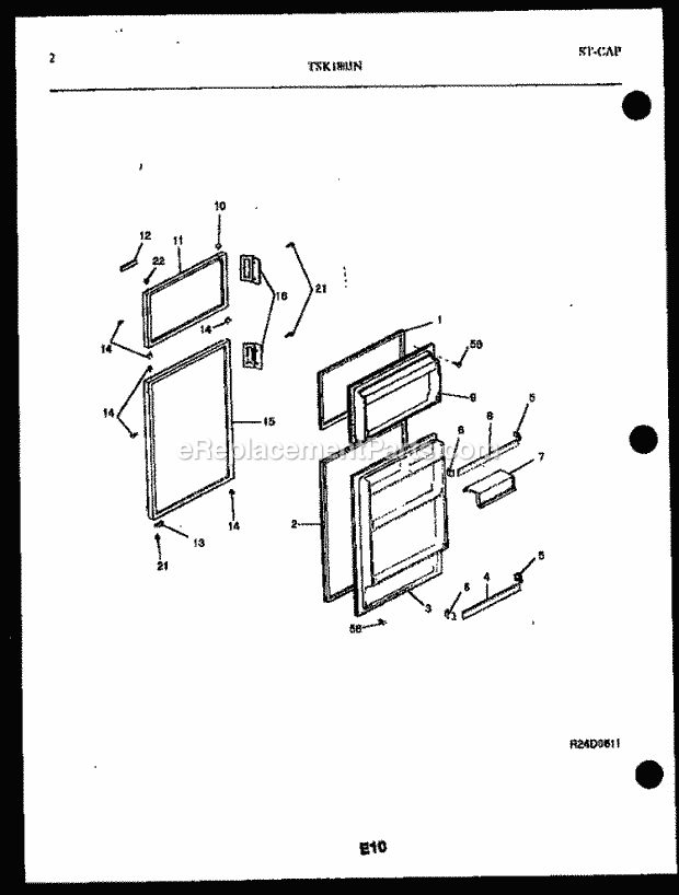 Kelvinator TSK180JN0W Top Freezer Top Mount Refrigerator - 5995207635 Door Parts Diagram