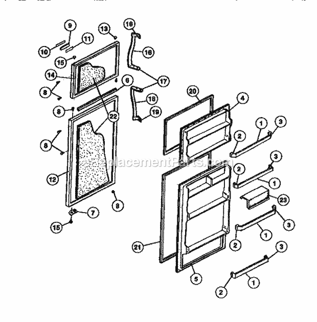 Kelvinator TSK206EN0T Top Freezer Refrigerator - Top Mount - Lk30589150 Door Parts Diagram