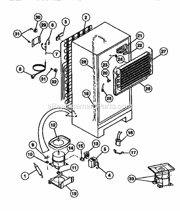 Kelvinator TSK206EN1V Top Freezer Refrigerator - Top Mount - Lk30589150 System and Automatic Defrost Parts Diagram