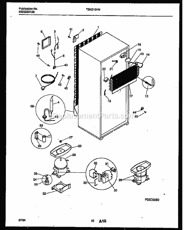 Kelvinator TSK210HN1W Top Freezer Top Mount Refrigerator - 5995253126 System and Automatic Defrost Parts Diagram