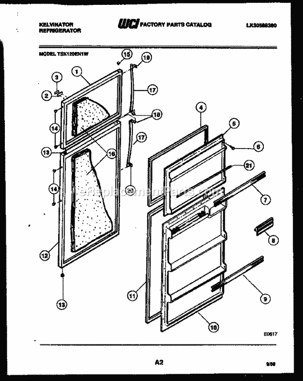 Kelvinator TSX120EN1V Top Freezer Refrigerator-Top Mount - Lk30588380 Door Parts Diagram