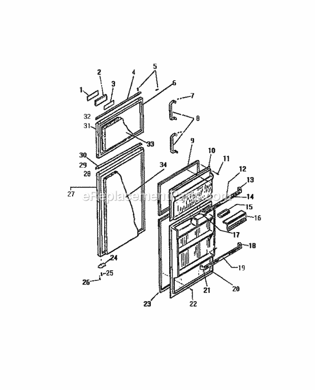 Kelvinator TUK210AN6T Top Freezer Top Mount Refrigerator - K1661-251 Door Diagram