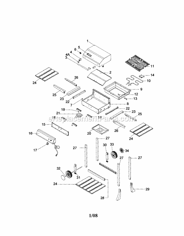 Kenmore 141152832 Electric Grill Electric_Grill Diagram
