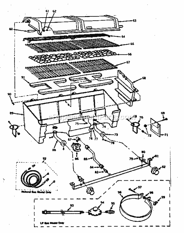 Kenmore 25822659 Gas Grill Grill_And_Brnr_Sctn_For_Portable_Cart_Assemblies Diagram