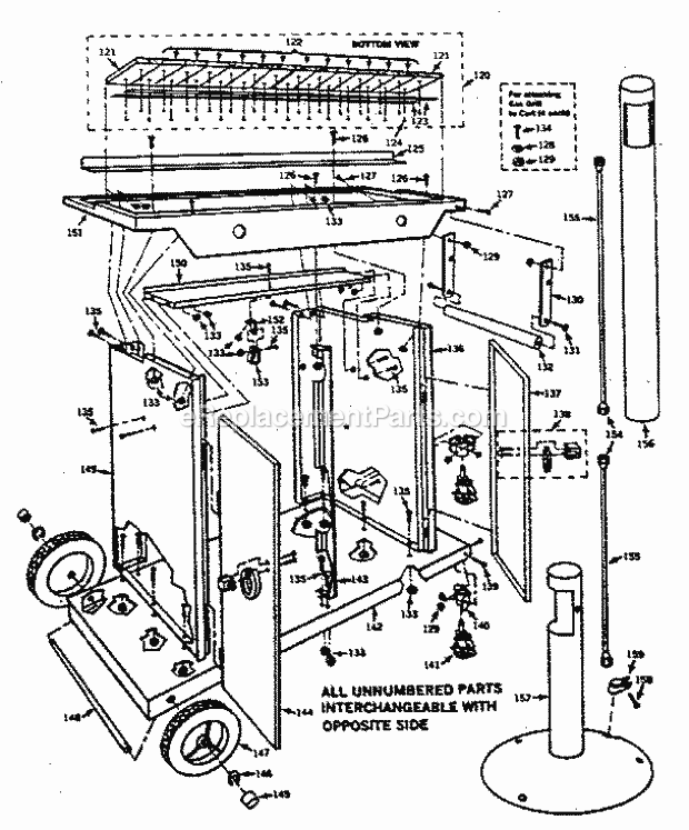 Kenmore 25822659 Gas Grill Permanent_Pst_Patio_Base_And_Portable_Cart_Assy Diagram