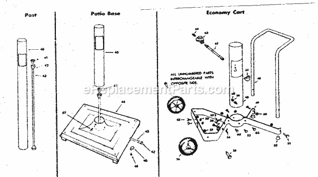 Kenmore 2582337730 Outdoor Gas Grill Post_Patio_Base_And_Economy_Cart_Parts Diagram