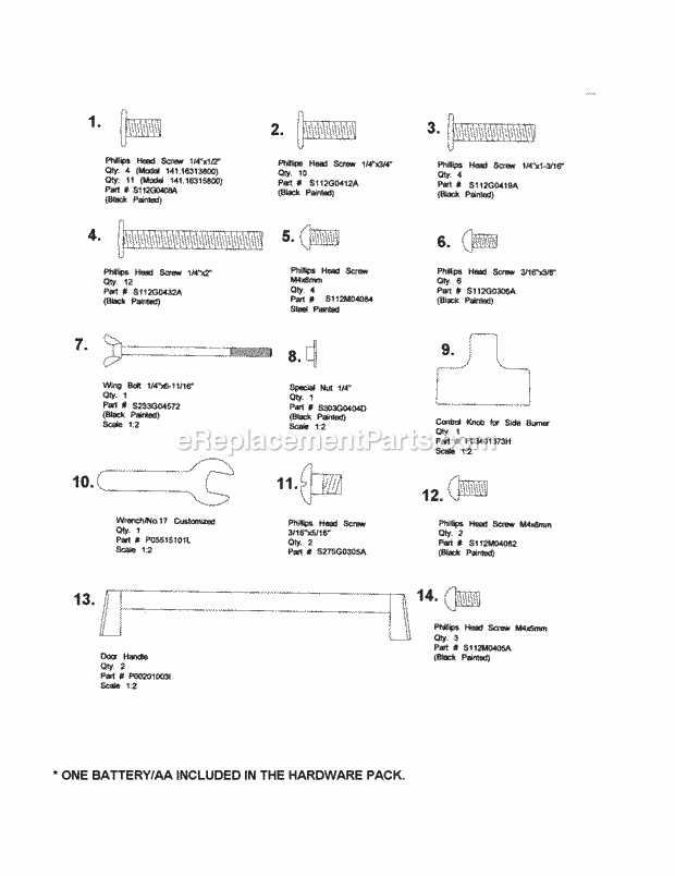 Kenmore 25865-4H Gas Grill Hardware_Pack_Diagram Diagram