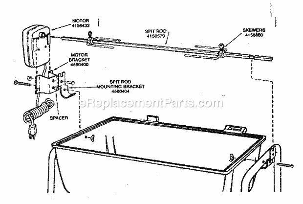 Kenmore 4152611 Aluminum Grill Electric Motor Spit Replacement_Parts Diagram
