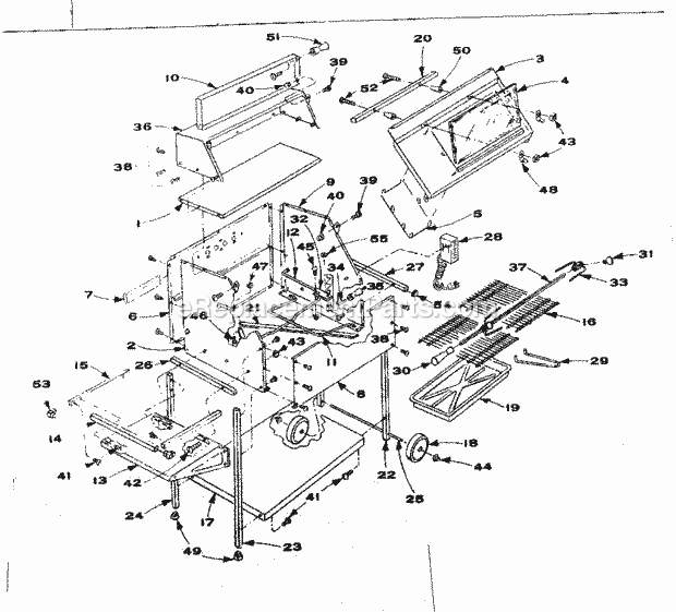 Kenmore 91655190 Sears Wagon Grill W/Oven Replacement_Parts Diagram