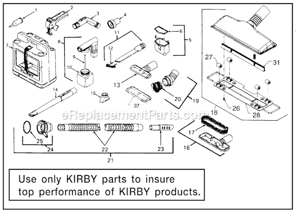 Kirby G3 Vacuum Attachments Diagram
