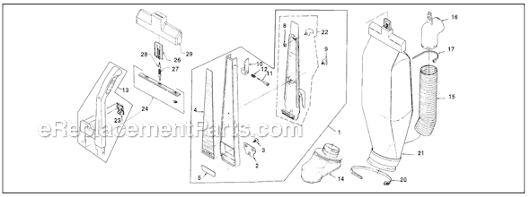 Kirby Sentria Vacuum Handle assembly, Mini emtor and bag Diagram