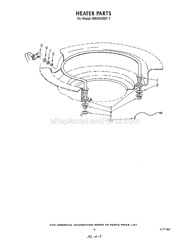 KitchenAid 4KUDA22ST1 Dishwasher Heater Diagram