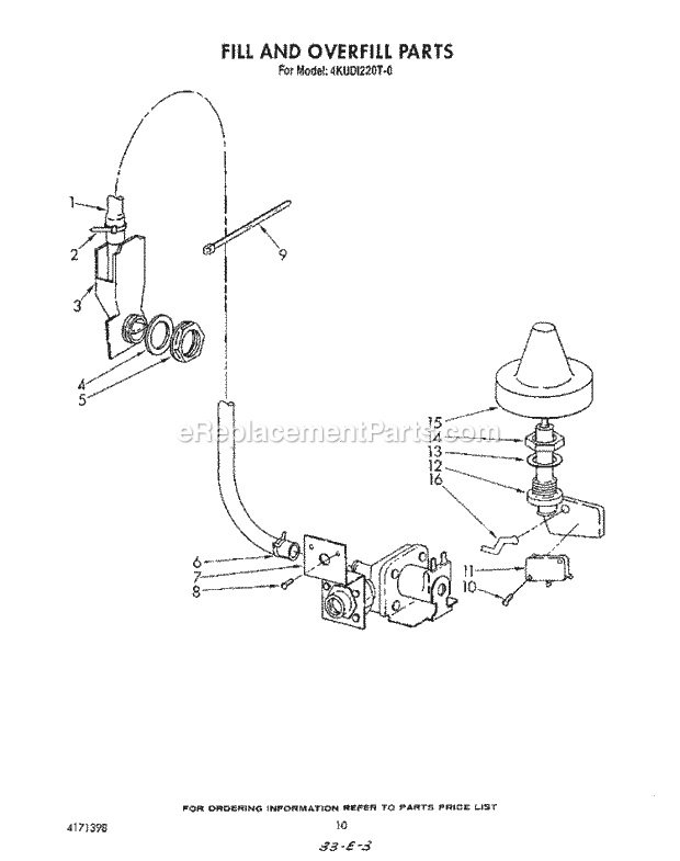 KitchenAid 4KUDI220T0 Dishwasher Fill and Overfill Diagram