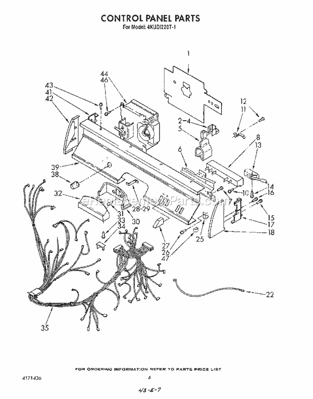 KitchenAid 4KUDI220T1 Dishwasher Control Panel , Literature and Optional Diagram