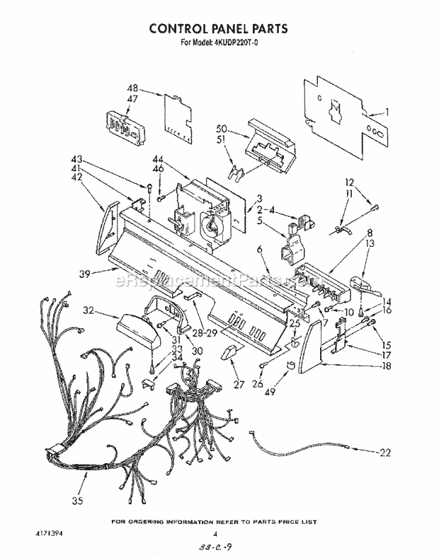 KitchenAid 4KUDP220T0 Dishwasher Control Panel , Literature and Optional Diagram