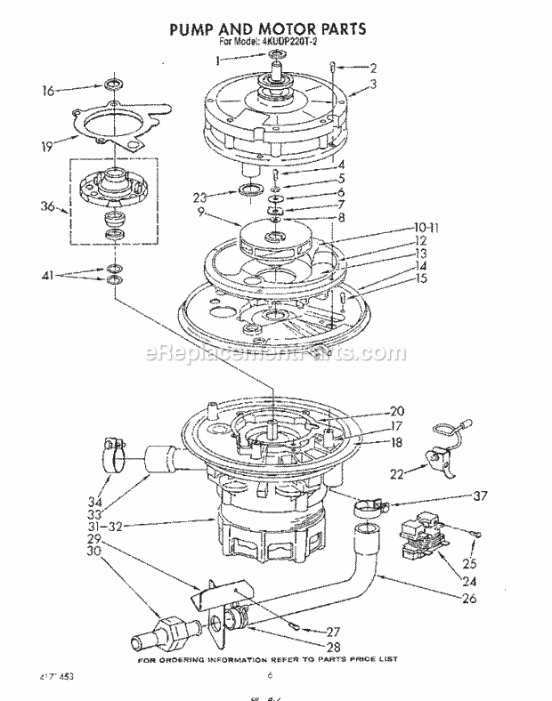 KitchenAid 4KUDP220T2 Dishwasher Pump and Motor Diagram