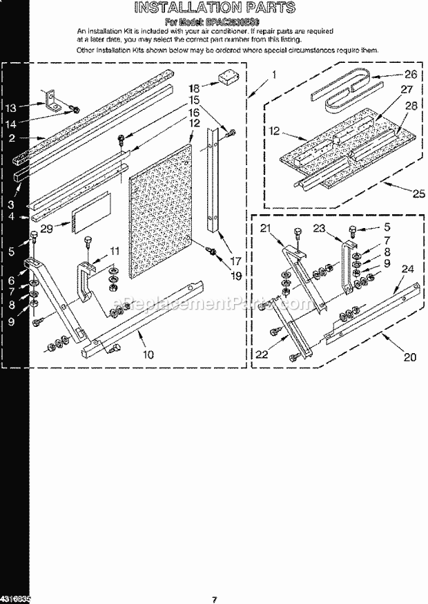KitchenAid BPAC2530ES0 Air Conditioner Installation Diagram