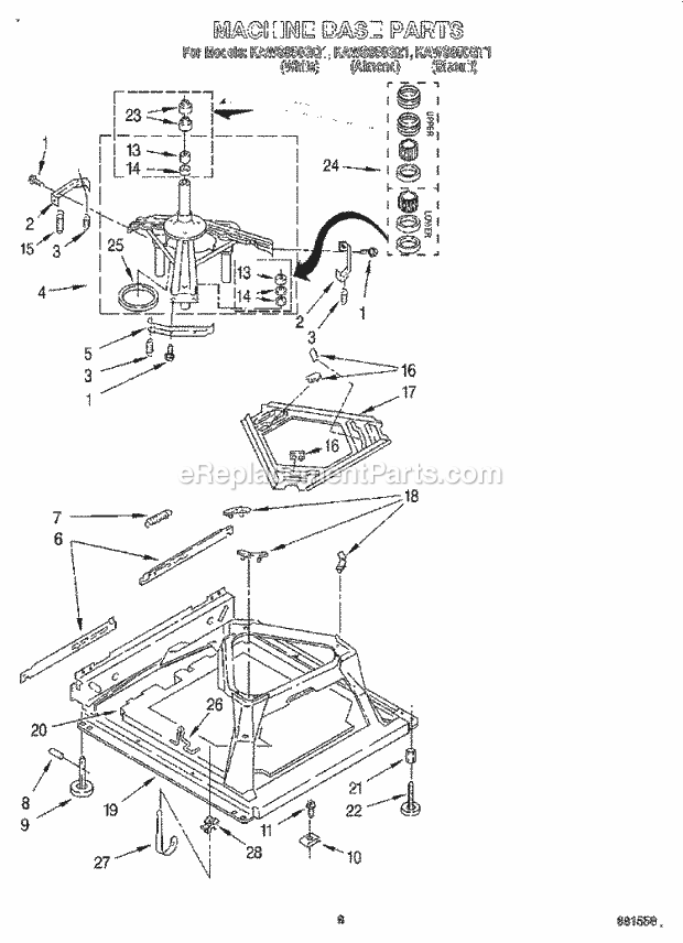 KitchenAid KAWS850GQ1 Washer Machine Base Diagram