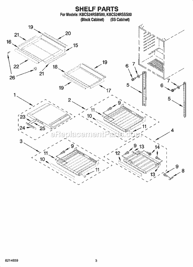 KitchenAid KBCS24RSSS00 Wine Cellar Shelf Parts Diagram