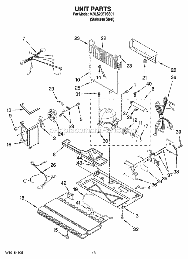 KitchenAid KBLS20ETSS01 Refrigerator Unit Parts Diagram