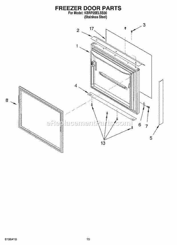 KitchenAid KBRP20ELSS00 Refrigerator Freezer Door Parts, Optional Parts Diagram