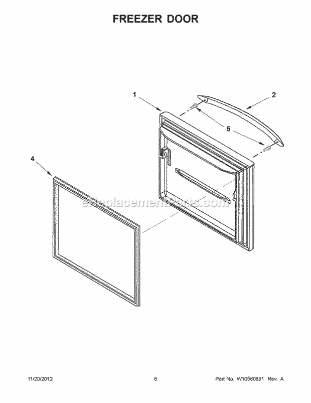 KitchenAid KBRS19KTWH7 Refrigerator Freezer Door Diagram