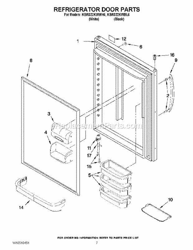 KitchenAid KBRS22KWBL6 Refrigerator Refrigerator Door Parts Diagram