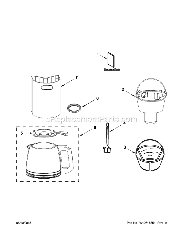 KitchenAid KCM111OB1 12-Cup And Glass Carafe Coffee Maker Diagram Diagram