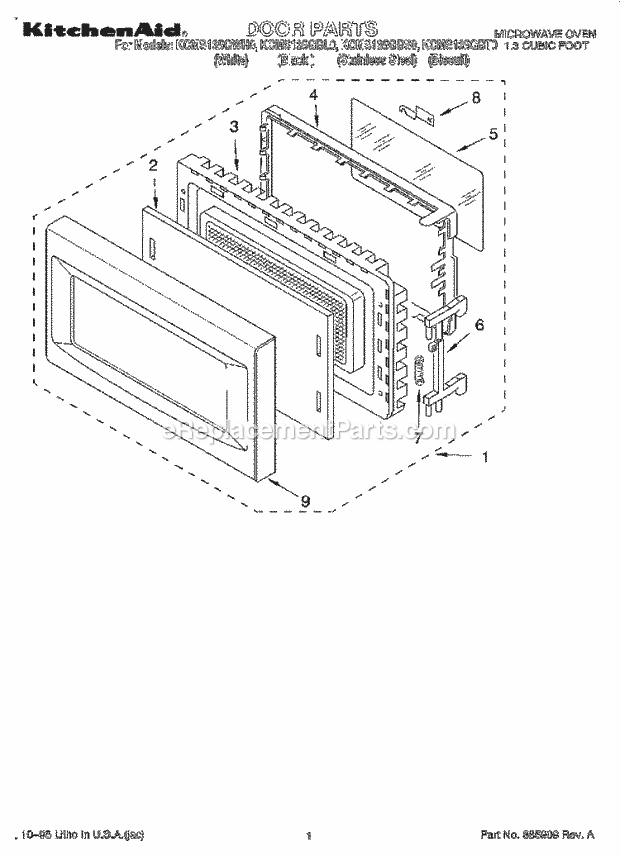 KitchenAid KCMS135GBL0 Microwave Door Diagram