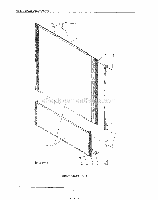 KitchenAid KDA21 Dishwasher Front Panel Diagram