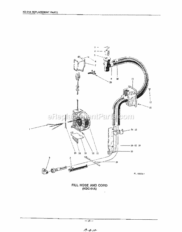 KitchenAid KDB21SE Dishwasher Fill Hose and Cord Kdc-61a Diagram