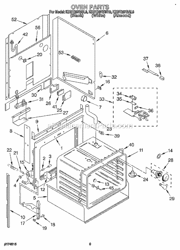 KitchenAid KDDT207BAL8 Range Oven, Literature Diagram