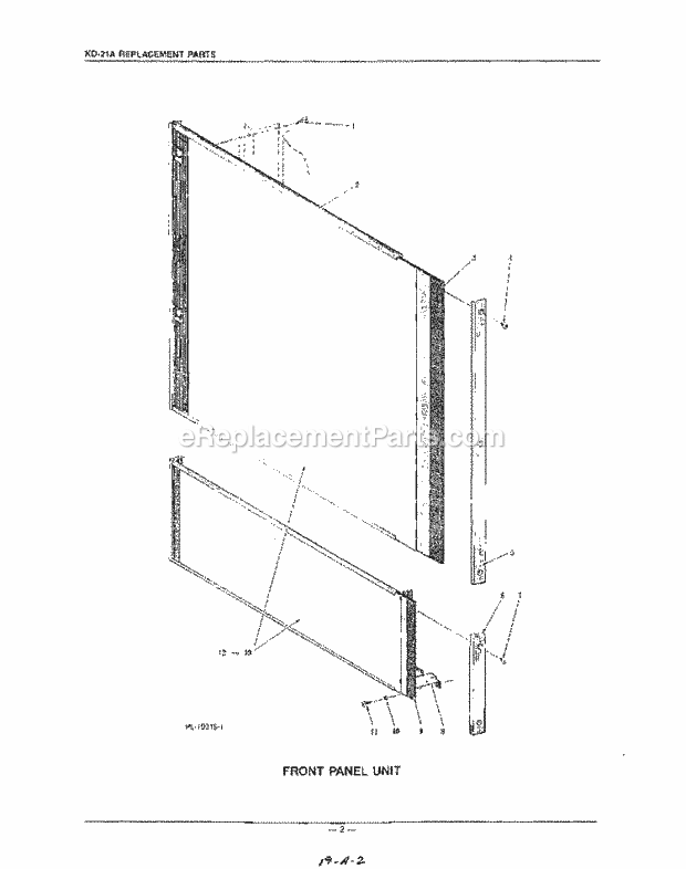 KitchenAid KDI21AD Dishwasher Front Panel Diagram