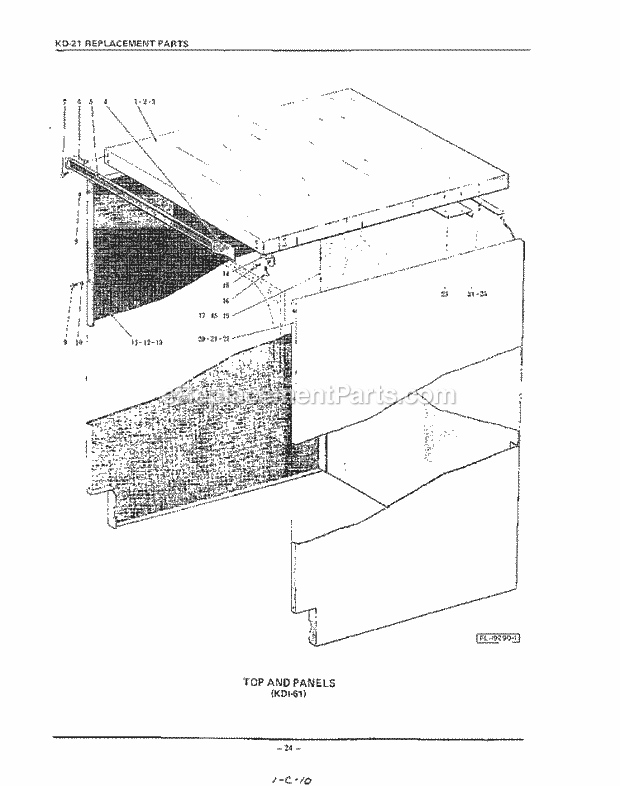 KitchenAid KDI21B Dishwasher Top and Panel Kdi-61 Diagram