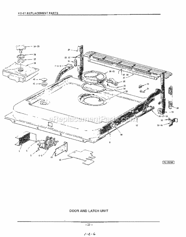 KitchenAid KDI21B Dishwasher Door and Latch Diagram