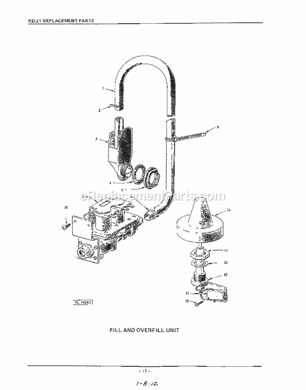 KitchenAid KDI21B Dishwasher Fill and Overfill Diagram