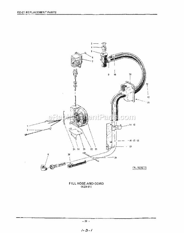 KitchenAid KDI21B Dishwasher Fill Hose and Cord Kdi-61 Diagram