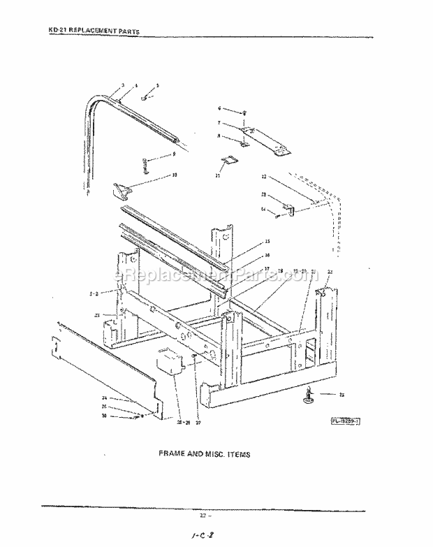 KitchenAid KDI21B Dishwasher Frame and Miscellaneous Diagram