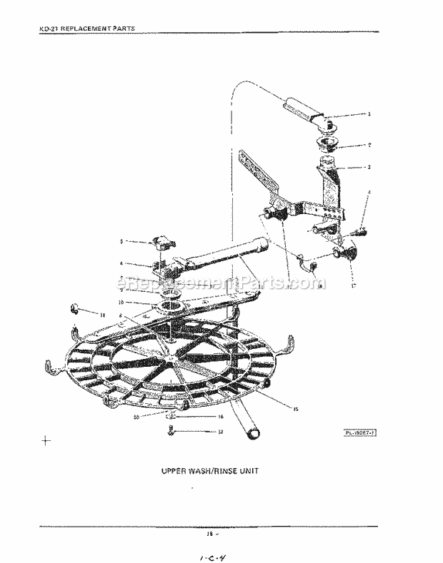 KitchenAid KDI61 Dishwasher Upper Wash/Rinse Diagram