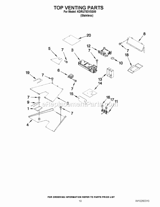 KitchenAid KDRU783VSS00 Range Top Venting Parts Diagram