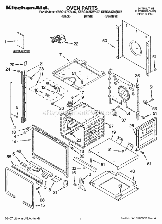 KitchenAid KEBC147KWH07 Oven Oven Parts Diagram