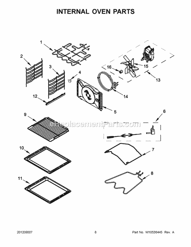 KitchenAid KEBC149BSS0 Oven Internal Oven Parts Diagram